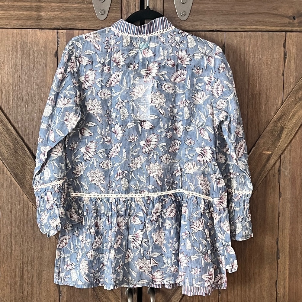 Kaarah by Kaavya Bhandari Block Printed Floral Chanderi Blouse Size Medium NWT - Picture 4 of 7